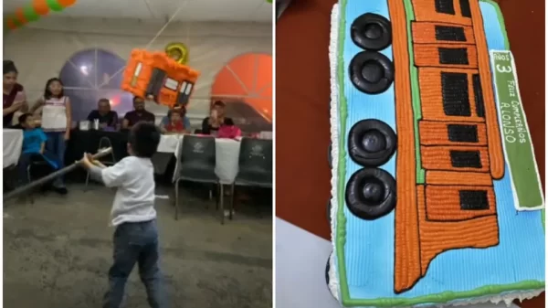 Niño fan del metro celebra su cumpleaños con fiesta temática